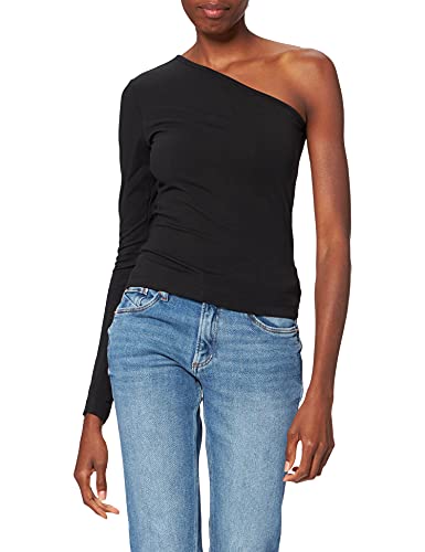 Urban Classics Oberteil Ladies Asymmetric Longsleeve Camiseta, Negro (Black 00007), Small para Mujer