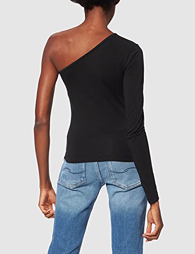 Urban Classics Oberteil Ladies Asymmetric Longsleeve Camiseta, Negro (Black 00007), Small para Mujer