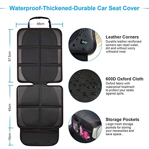 URKDDW Protector Coches Asientos,Protector Asiento Coche Silla Bebe,Tamaño Universal con Organizador Bolsillos - Antideslizante Impermeable, fácil de Limpiar y Fija,Negro