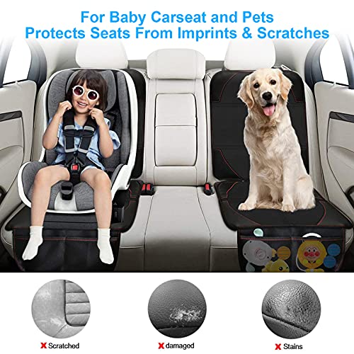 URKDDW Protector Coches Asientos,Protector Asiento Coche Silla Bebe,Tamaño Universal con Organizador Bolsillos - Antideslizante Impermeable, fácil de Limpiar y Fija,Negro