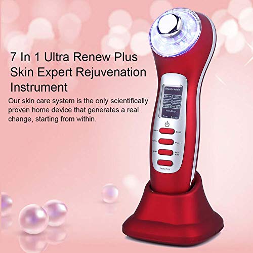 USB recargable 7 en 1 Máquina de belleza facial Ultrasonido Luz LED Dispositivo de belleza Dispositivo de masaje facial de mesoterapia Anti arrugas Anti-envejecimiento acné(ojo)