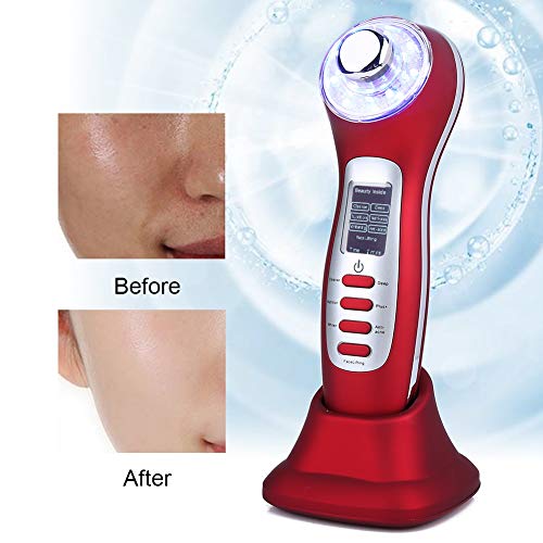 USB recargable 7 en 1 Máquina de belleza facial Ultrasonido Luz LED Dispositivo de belleza Dispositivo de masaje facial de mesoterapia Anti arrugas Anti-envejecimiento acné(ojo)