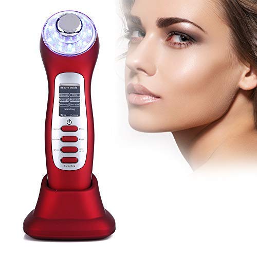 USB recargable 7 en 1 Máquina de belleza facial Ultrasonido Luz LED Dispositivo de belleza Dispositivo de masaje facial de mesoterapia Anti arrugas Anti-envejecimiento acné(ojo)