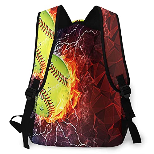 USGYY Mochilas Escolares, Bola de béisbol Fuego Agua Mochila Niños Chicas Casual Mochila para Portatil Mochila Universidad Resistente Mochila Instituto