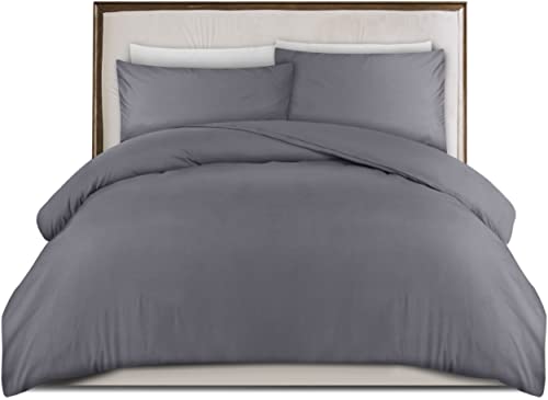 Utopia Bedding Funda Nórdica Cama 105 - Microfibra Juego de Funda de Edredón 200x200 cm y 2 Fundas de Almohada 50x75 cm (Gris)