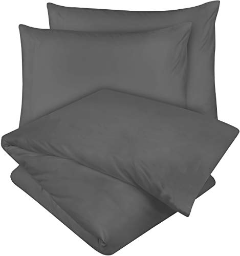 Utopia Bedding Funda Nórdica Cama 105 - Microfibra Juego de Funda de Edredón 200x200 cm y 2 Fundas de Almohada 50x75 cm (Gris)