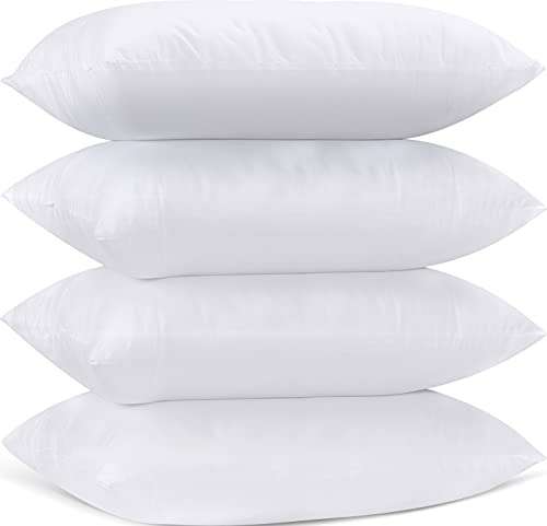 Utopia Bedding Relleno de Cojín 30 x 50 cm (4 Unidades) - Funda de Mezcla de Algodón - Fibra Virgen Siliconada - Almohadas de Sofá (Blanco)