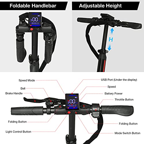 UWITGO Patinete Eléctrico Adulto de 350W hasta 25Km/h Scooter Electrico Plegable Neumáticos de 10 Pulgadas, Carga 150Kg, 3 Modos de Velocidad, Alcance de 30Km