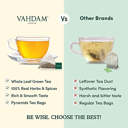 VAHDAM, Hojas de Té Verde del Himalaya (100 Bolsitas de Té), RICO EN ANTIOXIDANTES. Té Detox para Tomar Caliente o Frío