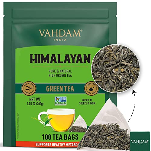 VAHDAM, Hojas de Té Verde del Himalaya (100 Bolsitas de Té), RICO EN ANTIOXIDANTES. Té Detox para Tomar Caliente o Frío