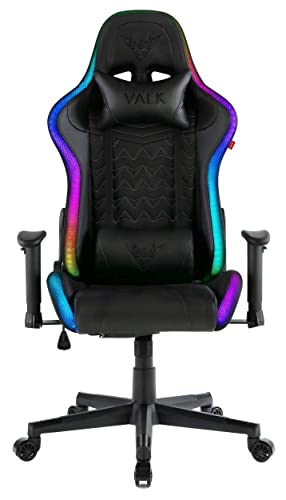 VALK Skadi - Silla Gaming con Luces LED RGB, Reclinable 160º, Reposabrazos 2D, Silla Gamer Escritorio y Oficina, Ergonómica, Transpirable, Pistón Clase 4, Espuma Moldeada en frío (Negro)