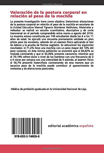 Valoración de la postura corporal en relación al peso de la mochila: Problemas relacionados de la postura corporal por el exceso de peso de la mochila