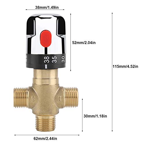 Válvula de ángulo de baño Válvula mezcladora termostática de latón macizo G1 / 2 para el sistema de ducha Control de la temperatura del agua Control del termostato de la cuenca del tubo