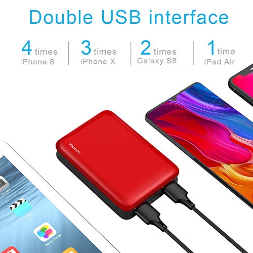 vancaly Batería Externa, Mini Power Bank 10000Mah Cargador Portátil con Gran Capacidad y Doble Salida USB (5V / 2.4A), para iPhon, IPA, Samsung Galaxy, Huawei Y Otros Smartphones y Tableta