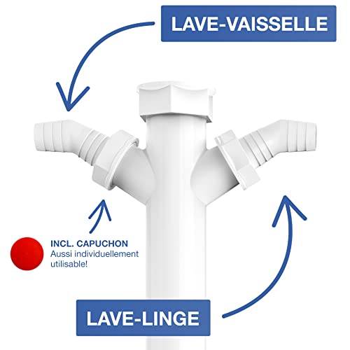 Variosan 11497 - Sifón de tubo flexible (1 1/2", 2 conectores de 1", para fregadero de cocina, lavavajillas y lavadora)