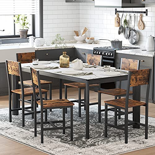 VASAGLE Juego de 2 sillas de Comedor, Estructura de Acero, Estilo Industrial, para Comedor, Sala de Estar, Cocina, Marrón Rústico y Negro LDC092B01