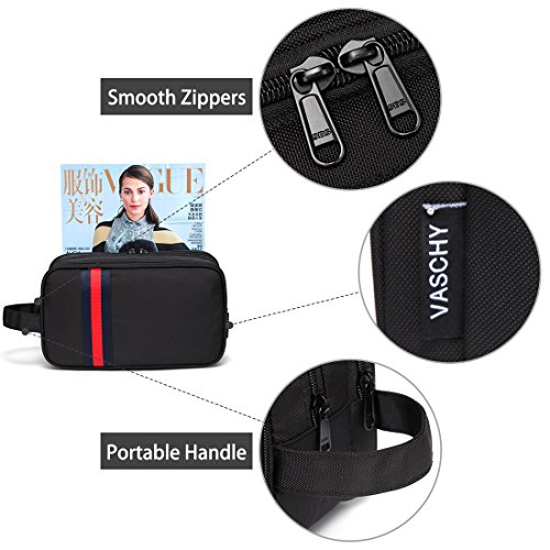 VASCHY Neceser Hombre,Bolso Mano Hombre Bolsa de Aseo Mujer Neceseres para Maquillaje Bolsa de Cosméticos Impermeable Bolsa de Lavado con Múltiples Bolsillos Negro