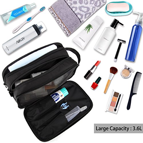 VASCHY Neceser Hombre,Bolso Mano Hombre Bolsa de Aseo Mujer Neceseres para Maquillaje Bolsa de Cosméticos Impermeable Bolsa de Lavado con Múltiples Bolsillos Negro