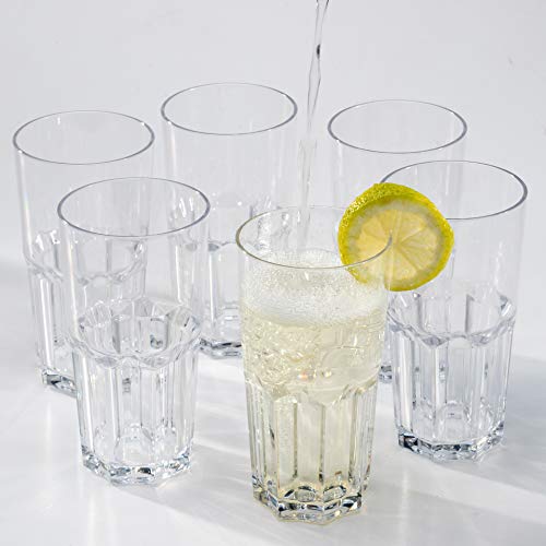 Vasos de agua zumo plástico duro reutilizables policarbonato cristal copas irrompibles 35 cl - Conjunto 6 Piezas