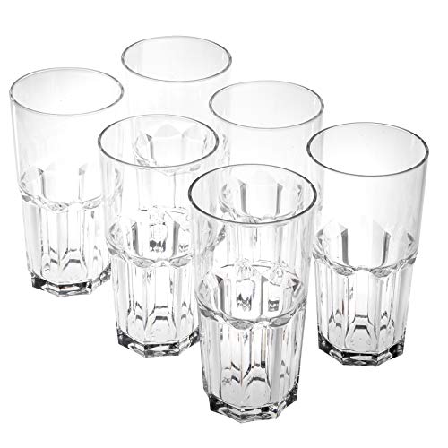 Vasos de agua zumo plástico duro reutilizables policarbonato cristal copas irrompibles 35 cl - Conjunto 6 Piezas