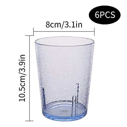 Vasos de Agua,6Pcs 365 ml Vasos Plastico Duro Reutilizable Vasos Agua Cristal Plástico Duro Vasos de Plástico Acrílico Irrompibles para Niños Plástico Duro Reutilizables Cristal Copas Blue