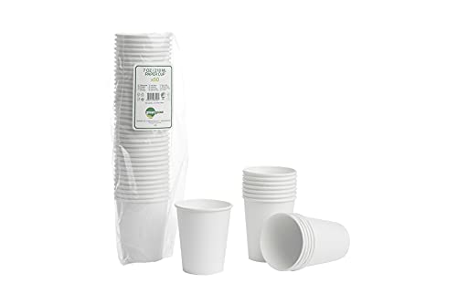 Vasos de cartón blanco, 50 unidades, 200 ml, biodegradables, compostables, desechables, para bebidas calientes y frías