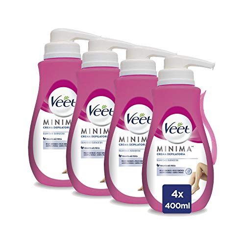 Veet Crema Depilatoria Corporal para Mujer Pack de 4 - Con Dosificador - Piel Sensible - 4x400ml