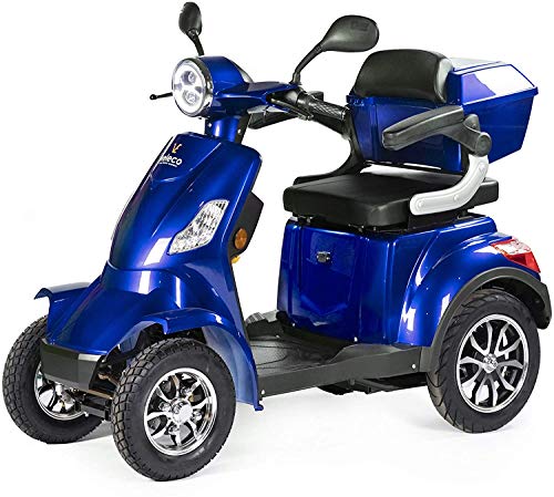 VELECO Scooter para discapacitadosde 4 Ruedas Para Personas Mayores Minusvalido 1000W FASTER 25km/h (Azul)