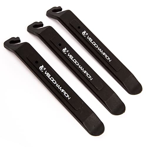 VeloChampion - Juego de 3 Palancas de Nilon para Cambiar Camara Rueda Bicicleta- Negro Black Tyre Levers