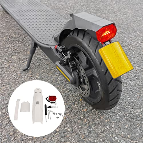 Veloraa Kit de Guardabarros Trasero para Scooter Eléctrico, Juego de Luces Traseras de Guardabarros Trasero Engrosado Extraíble con Soporte para Placa de Matrícula para Scooter Eléctrico PRO2(Blanco)