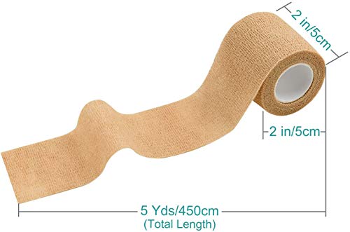 Venda cohesiva 5cm x 4.5m deportivo cohesivo cinta 12Rollos vendas autoadhesiva,vendaje adhesivo,venda de agarre de tatuaje para primeros auxilios,deportes y accesorios de agarre de tatuaje (negro)