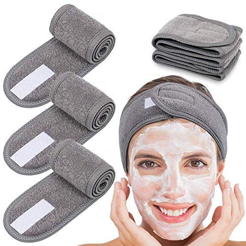 Venda de pelo Bañera de hidromasaje de ancho de ancho ajustable Bañera de hidromasaje Maquillaje de ducha Cara Cosmética Diadema para mujer Señoras Maquillaje Accesorios - Gris venda de pelo mujer