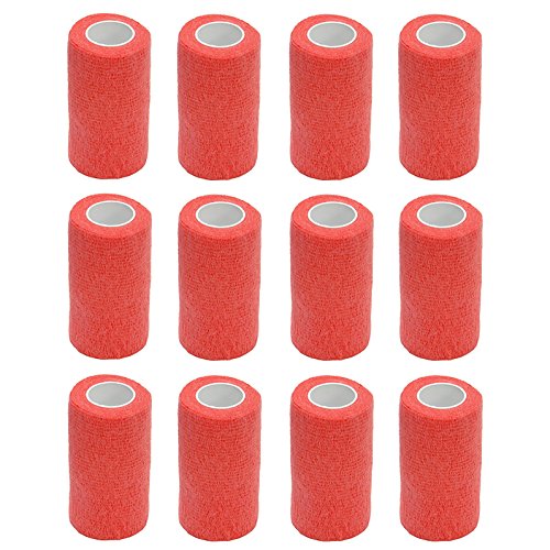 Vendaje autoadhesivo (12 rollos) de 10 cm x 4,5 m, para primeros auxilios, deportes, vendas, animales, de Cobox, naranja