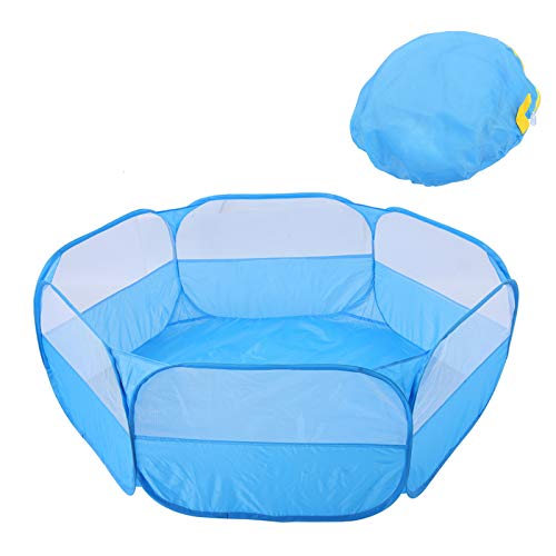 Venta Loca Cerca de Juego de Animales pequeños de diseño Mejorado, Parque para Perros Plegable, Tela para(Small Pet Fence with Cover and Side Cloth-Blue)