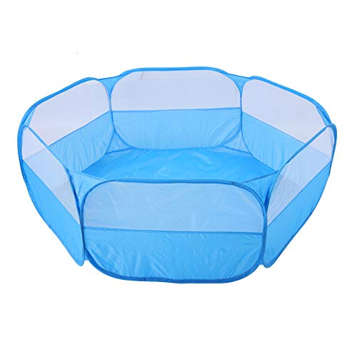 Venta Loca Cerca de Juego de Animales pequeños de diseño Mejorado, Parque para Perros Plegable, Tela para(Small Pet Fence with Cover and Side Cloth-Blue)