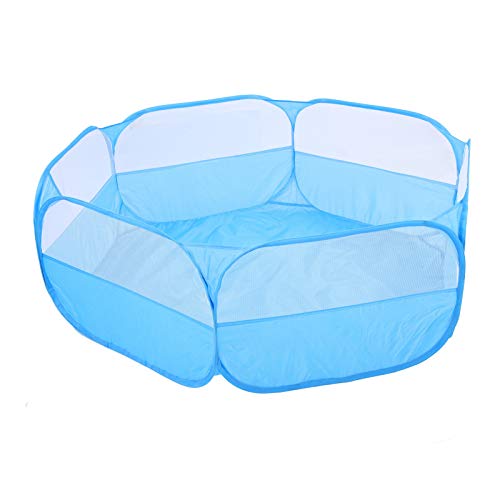 Venta Loca Cerca de Juego de Animales pequeños de diseño Mejorado, Parque para Perros Plegable, Tela para(Small Pet Fence with Cover and Side Cloth-Blue)