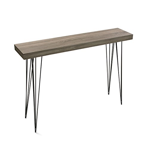 Versa Dallas Mueble Recibidor Estrecho para la Entrada o el Pasillo, Mesa Consola, Medidas (Al x L x An) 80 x 25 x 110 cm, Madera y Metal, Color Marrón