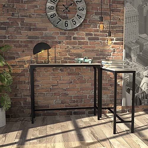 Versa Doncaster Mueble Recibidor Estrecho para la Entrada o el Pasillo, Mesa Consola, Set de 2, Medidas (Al x L x An) 80 x 25 x 95 cm, Madera y Metal, Color Negro