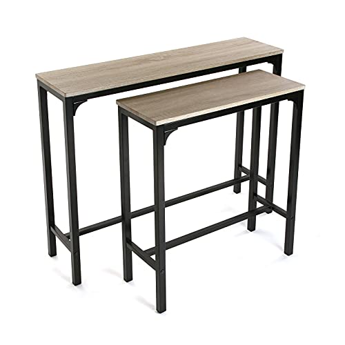 Versa Doncaster Mueble Recibidor Estrecho para la Entrada o el Pasillo, Mesa Consola, Set de 2, Medidas (Al x L x An) 80 x 25 x 95 cm, Madera y Metal, Color Negro