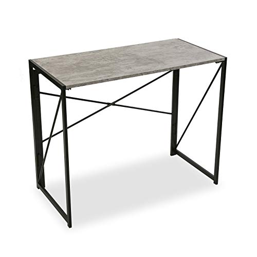 Versa Jack Mesa Escritorio para el Ordenador, Mesa para la Habitación o Estudio, Plegable, Medidas (Al x L x An) 74 x 45 x 90 cm, Madera y Metal, Color Gris