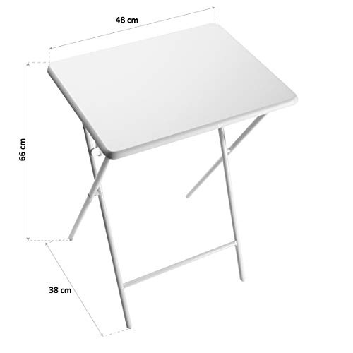 Versa Lyon Mesa Plegable pequeña para la Cocina, la terraza o el salón. Mesa Auxiliar Sencilla y fácil de Guardar, Medidas (Al x L x An) 66 x 38 x 48 cm, Madera MDF y Metal, Color Blanco