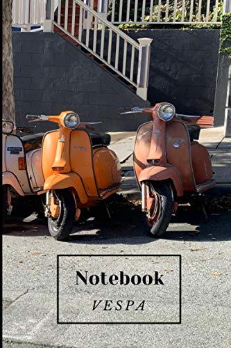 Vespa Notebook: Colored Vespa scooter italian style lined notebook (composition, book, journal) 6x9 - 120 pages