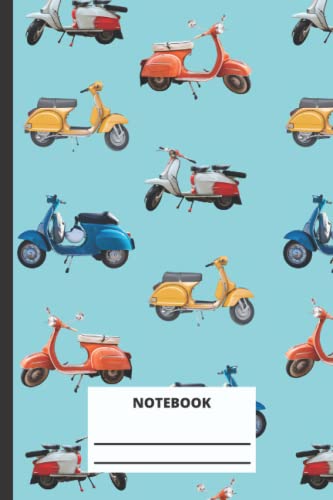 Vespa Notebook: Colored Vespa scooter italian style lined notebook (composition, book, journal) 6x9 - 120 pages