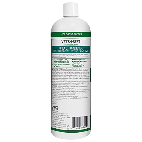 Vet's Best Aditivo de Agua refrescante para respiración Dental para Perros, 500 ml