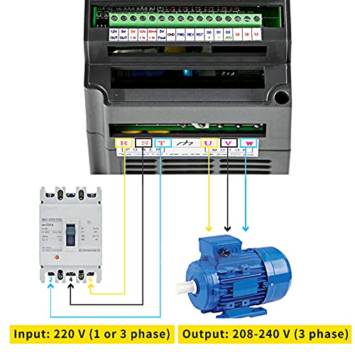 VEVOR Variador VFD 7,5 kW Variador de Frecuencia 220 V Variador Velocidad Motor Convertidor de Monofásico/Trifásico Convertidor de Frecuencia Profesional Control de Velocidad del Motor del Husillo