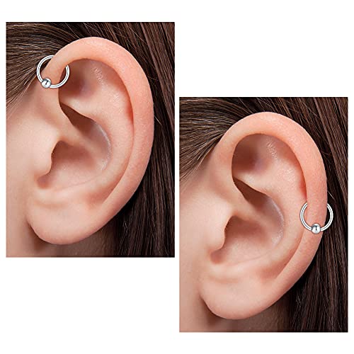 VFUN 6 Piezas 16G 316L Acero Inoxidable Piercing Nariz Anillo Aros Cartilago Septum Labio Helix Tragus Ceja Piercing Oreja Piercing 8mm - Mix Color