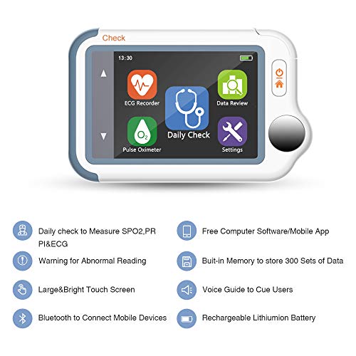 ViATOM Checkme Lite Plus Monitor Cardíaco, Bluetooth Monitor de ECG, Medidor Saturación Oxígeno, Monitor de Oxígeno para Bebés, Monitor de Salud Cardíaco Portátil, APP para iOS/Android, Informe de PC