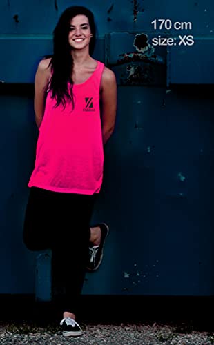 Vibrha Camiseta Deportiva de Tirantes de Mujer de Verano - Top Rosa Fluo - Camiseta Sin Manga Larga para Running Yoga Baile Padel Sexy Fitness