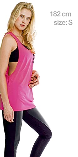 Vibrha Camiseta Deportiva de Tirantes de Mujer de Verano - Top Rosa Fluo - Camiseta Sin Manga Larga para Running Yoga Baile Padel Sexy Fitness