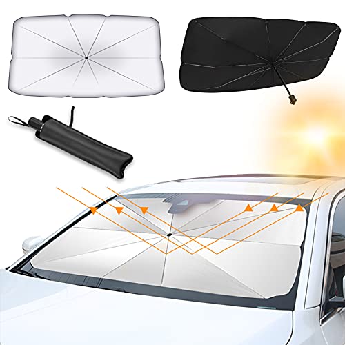 VICKSONGS Parasol para Coche, Parabrisas Delantero, protección bloquea el 99% de los Rayos UV, se Adapta a la mayoría de los Coches, SUV y parasoles de Camiones. (140*80cm)